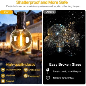 12M 30 LEDS G40 guirlandes solaires lumières de Patio extérieur solaire et alimenté par USB étanche Globe suspendus lumières avec incassable