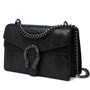 MYHOZEE Crossbody Bags For Women - Snake Printed Clutch Purses Leather Chain Shoulder Bags Evening Handbags