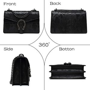 MYHOZEE Crossbody Bags For Women - Snake Printed Clutch Purses Leather Chain Shoulder Bags Evening Handbags
