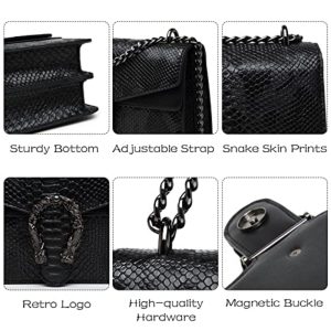 MYHOZEE Crossbody Bags For Women - Snake Printed Clutch Purses Leather Chain Shoulder Bags Evening Handbags